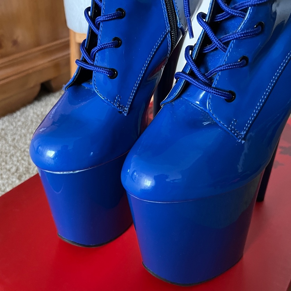 Pleaser Flamingo-1050 Royal Blue Mid Calf Boot - Picture 11 of 14